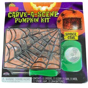 Carve-A-Scene Pumpkin Kit With Spider Cave & Tools For Halloween‎ Decor